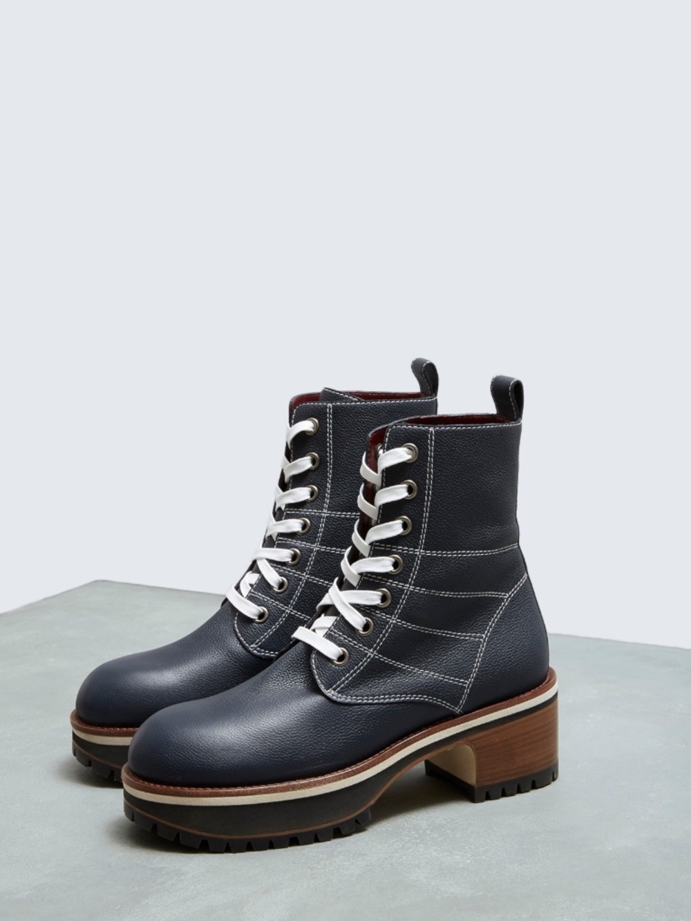 SIES MARJAN Jessa Grain Nappa Leather Lace Up Boots in Black